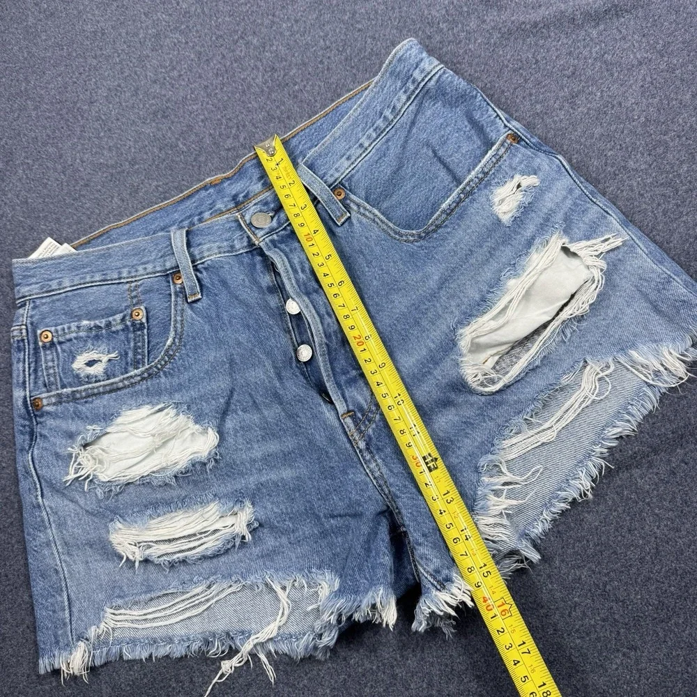 Levi's Denim Shorts Womens 30 Blue Distressed 501 Original Cut Off Summer Y2K